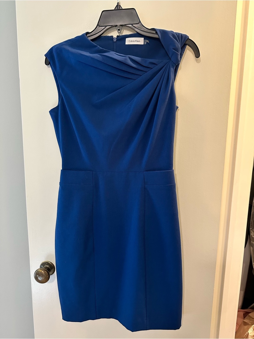 Calvin Klein Cobalt One-Shoulder Sheath Dress